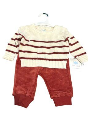 Cloud Island Baby Outfit 0-3M Knit Sweater & Corduroy Pants Set New